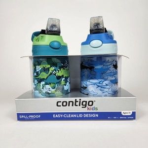 Contigo Kid's 14 oz. AutoSpout Straw Water Bottle with Easy-Clean Lid 2-Pack